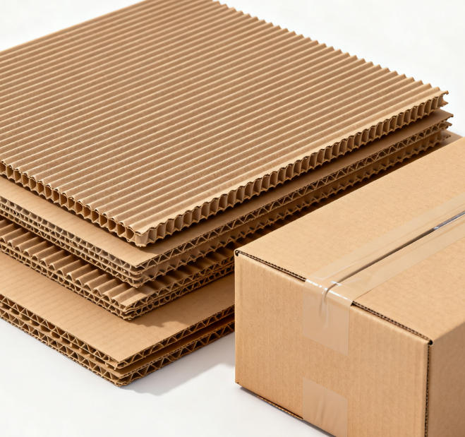alt with keywords="stack of corrugated delivery boxes"